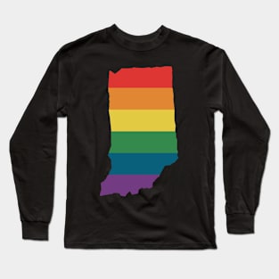 Indiana State Rainbow Long Sleeve T-Shirt